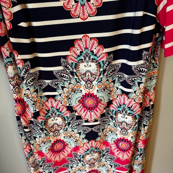 Eliza J. Floral Kaleidoscope Pink Striped Print Shift Jersey Dress Plus Size 14W - Picture 4 of 7